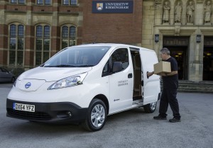The e-NV200 is being used as a postal vehicle at the University of Birmingham