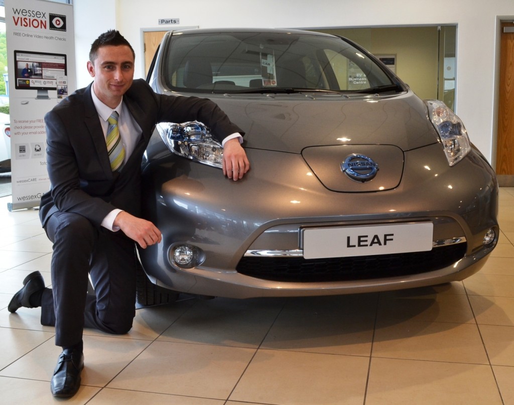 Wessex Garages Electric Vehicle Specialist Carl Thorne with the second generation Nissan LEAF