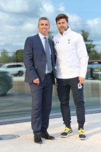 Fraser Cohen, Managing Director of Glyn Hopkin Ltd, left, with Spurs Manager Mauricio Pochettino