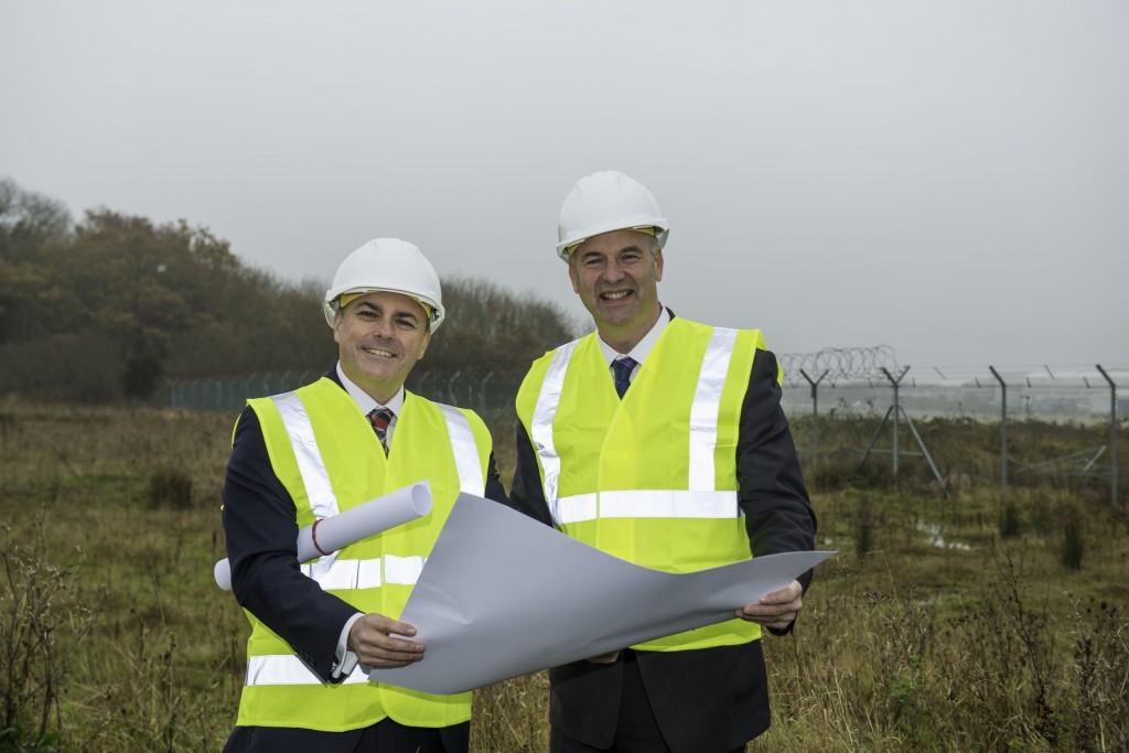 Keith Brock (left), managing director of Wessex Garages and Dave Murfitt, Director of Network Development and Quality for Nissan Motor (GB), survey plans for the stunning new Wessex site at Cribbs Causeway in Bristol