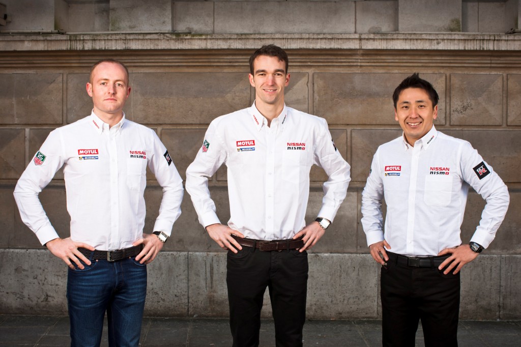 From left: Oliver Pla, Harry Tincknell and Tsugio Matsuda have been named as Nissan GT-R LM NISMO racing team members