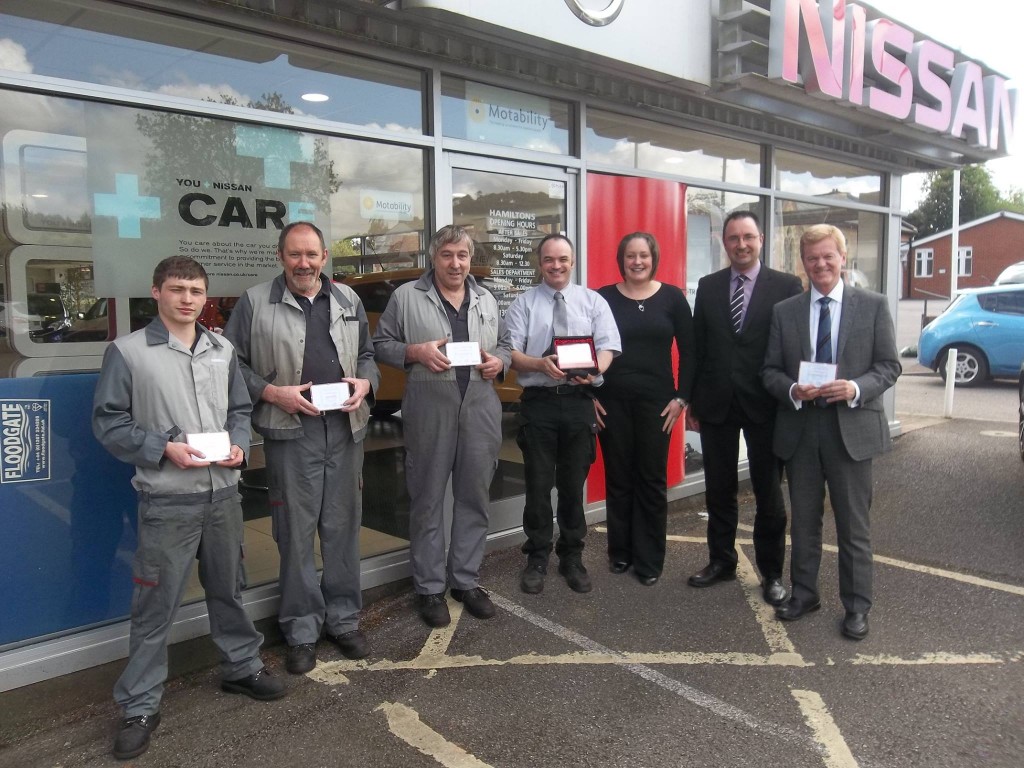 Pictured from left: Andy Ford (Technician), Chris Stevens (Technician), Graham Sweetland (Master Technician), Russell Manning (Service Advisor), Vicky Sanders (Service Manager), Terry Jennings (General Sales Manager), Andy Roche (Sales Executive) 