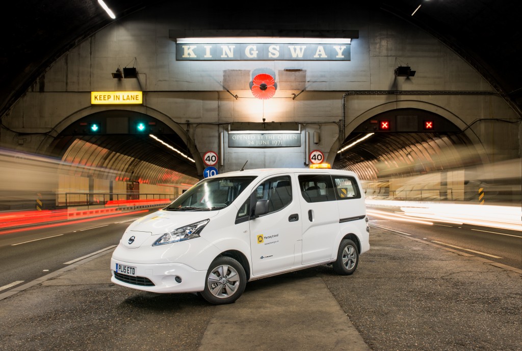 One of Mersey Travel’s e-NV200s in action at Liverpool’s Kingsway Tunnel