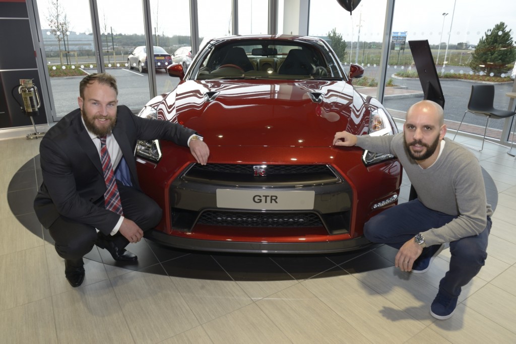 Simon Newson, General Manager at Wessex Garages, with Shaun Willis from Bristol and the Nissan GT-R. 