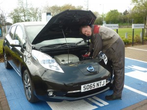 Danish mechanic Simon Dalgaard at work at Alex F Noble & Son Nissan