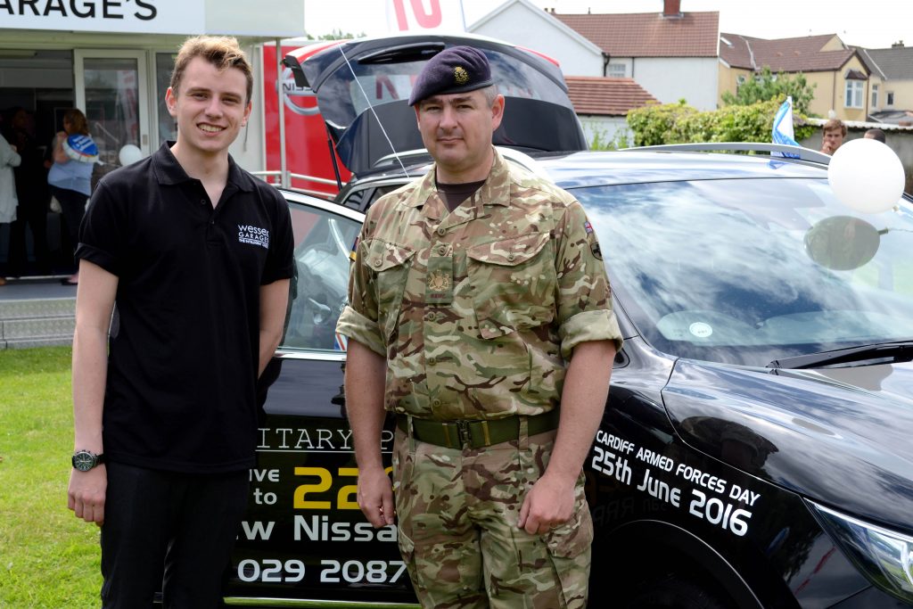 William Cull, New Car Sales Executive at Wessex Garages and Mr Bowles – 203 (Welsh) Field Hospital Army Medical Reserves at the South Wales Armed Forces Day.