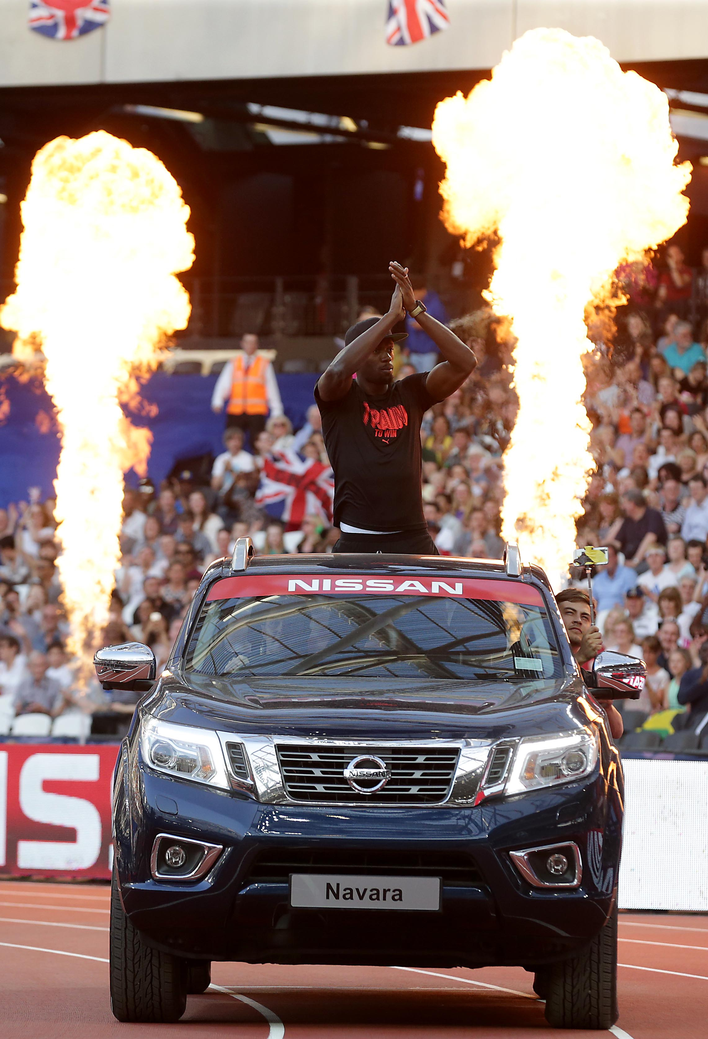 LONDON, ENGLAND - JULY 22:  Usain Bolt of Jamaica arrives in the stadium during day one of the Muller Anniversary Games at The Stadium - Queen Elizabeth Olympic Park on July 22, 2016 in London, England. (Photo by Stephen Pond - British Athletics/British Athletics via Getty Images)