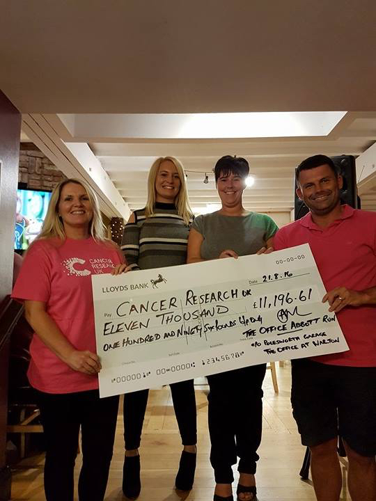 Left to right – Louise Aubrey (Cancer Research Uk Representative), Patsy Latham, Amanda Busby & Andrew Marven – Event Organisers