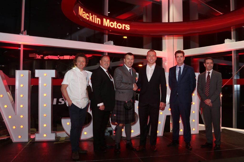 Recognition PR : Macklin Motors Nissan Dealership Port Dundas Street Glasgow L-r Tom Kitchen, Mike Rich, Robert Auld, Sir Chris Hoy, Alex Smith David Crane