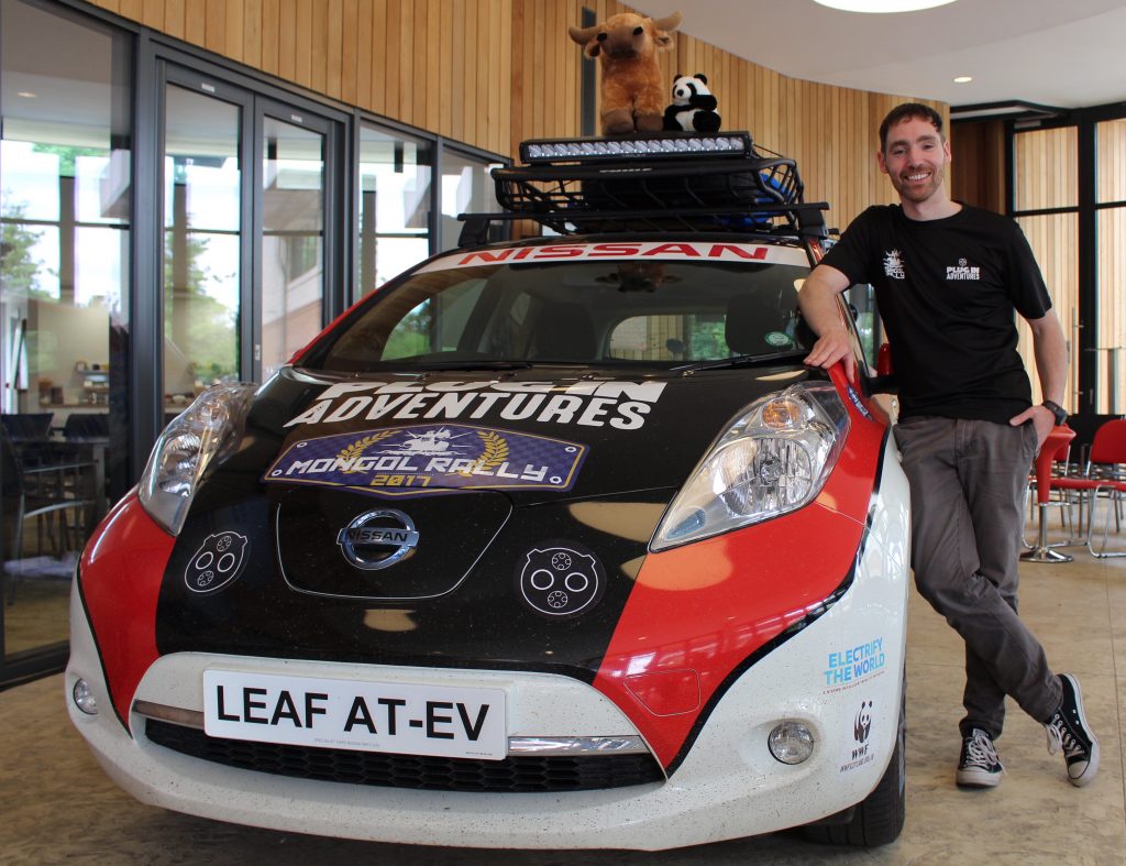 Chris Ramsey and his adapted Nissan LEAF.