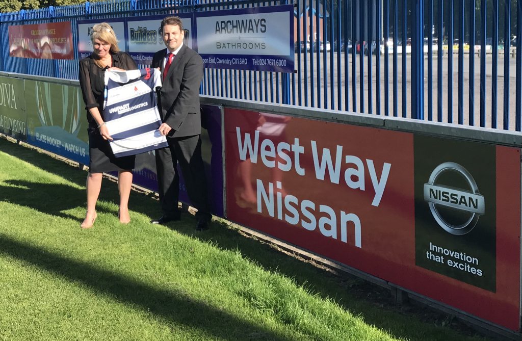 Picture shows, left, Lara Hunter, Business Development Manager at Coventry RFC, and Mikc Clarke, Assistant General Manager at West Way Coventry.